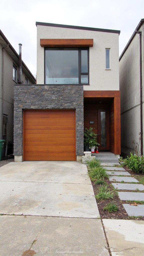 sleek integrated garage design