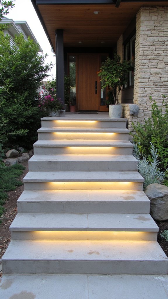 sleek steps with lighting