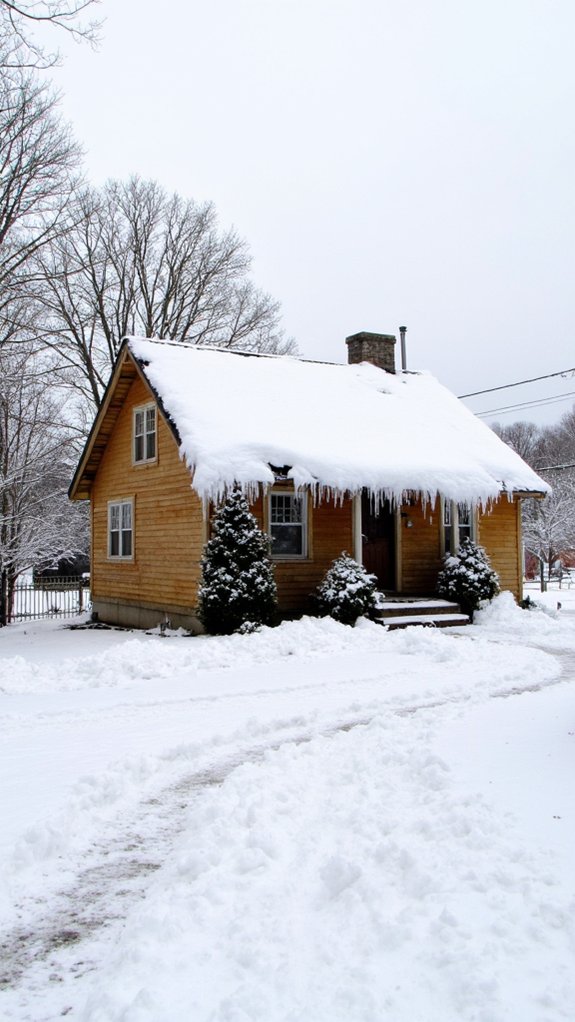 snowy cottage rooflines charm