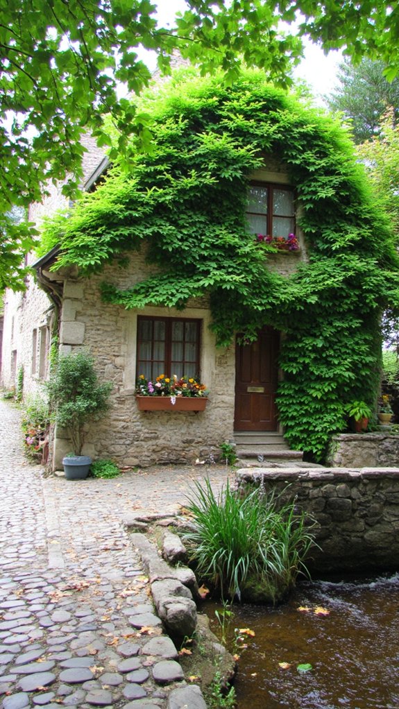 soothing stream by cottage