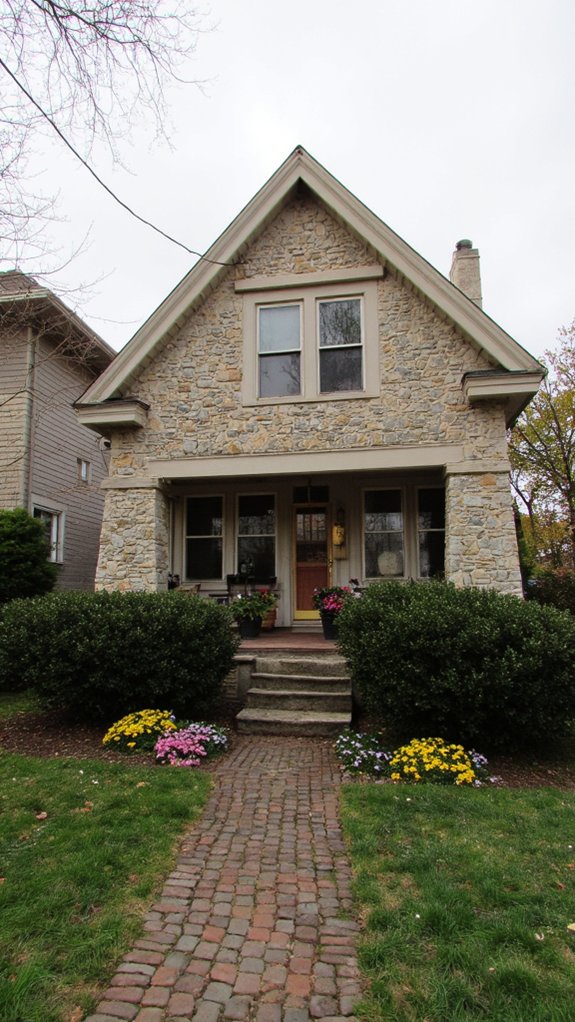 stone accented gable elegance