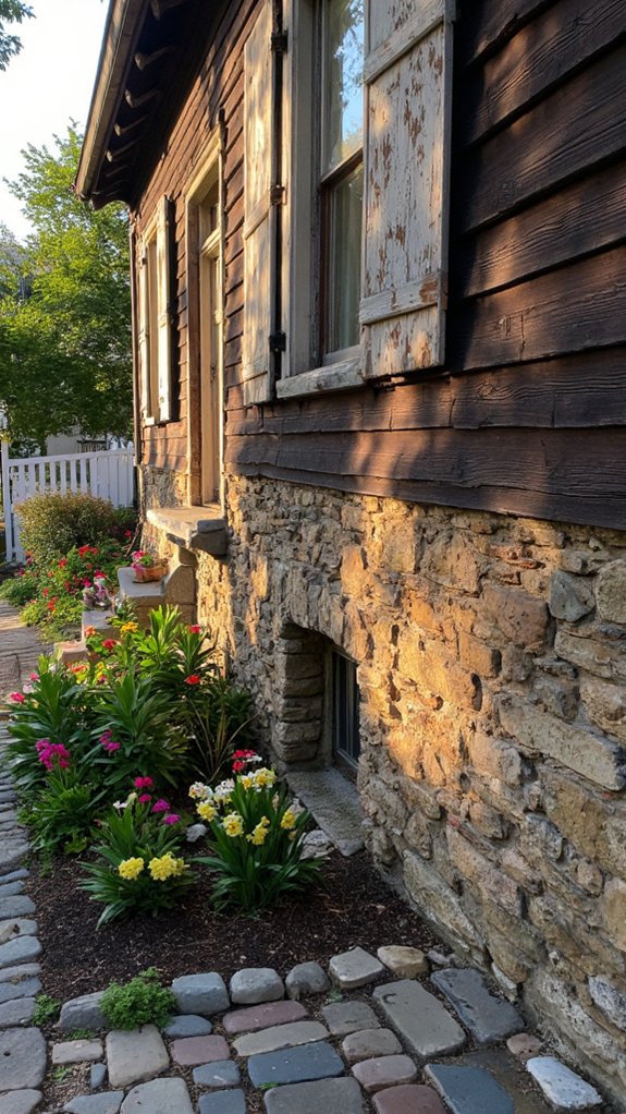 stone foundation with siding