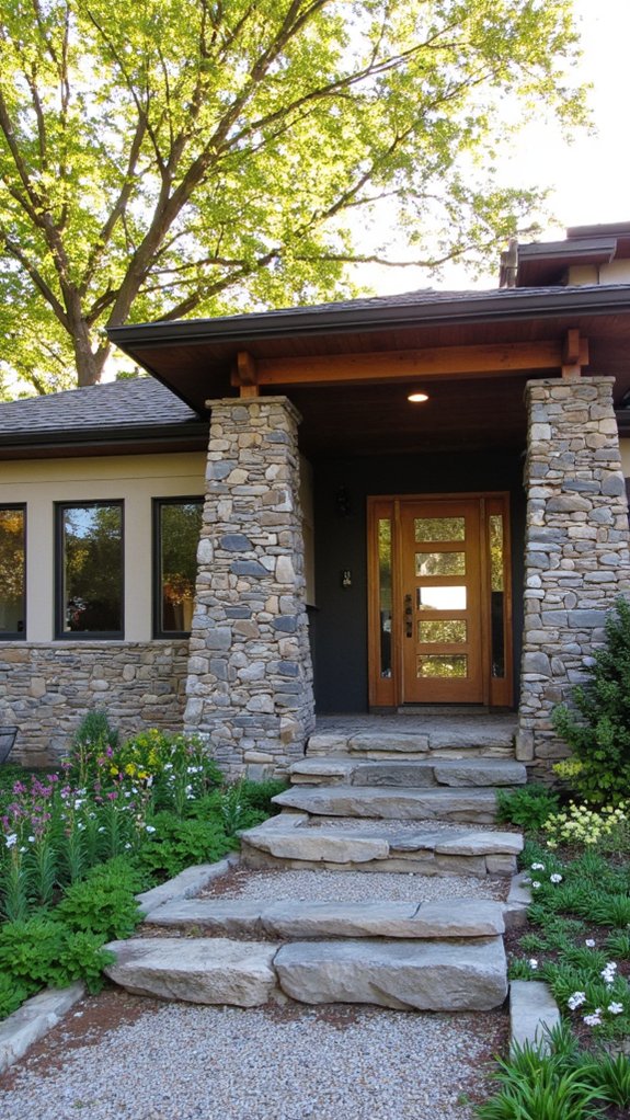 stone pillars enhance exterior