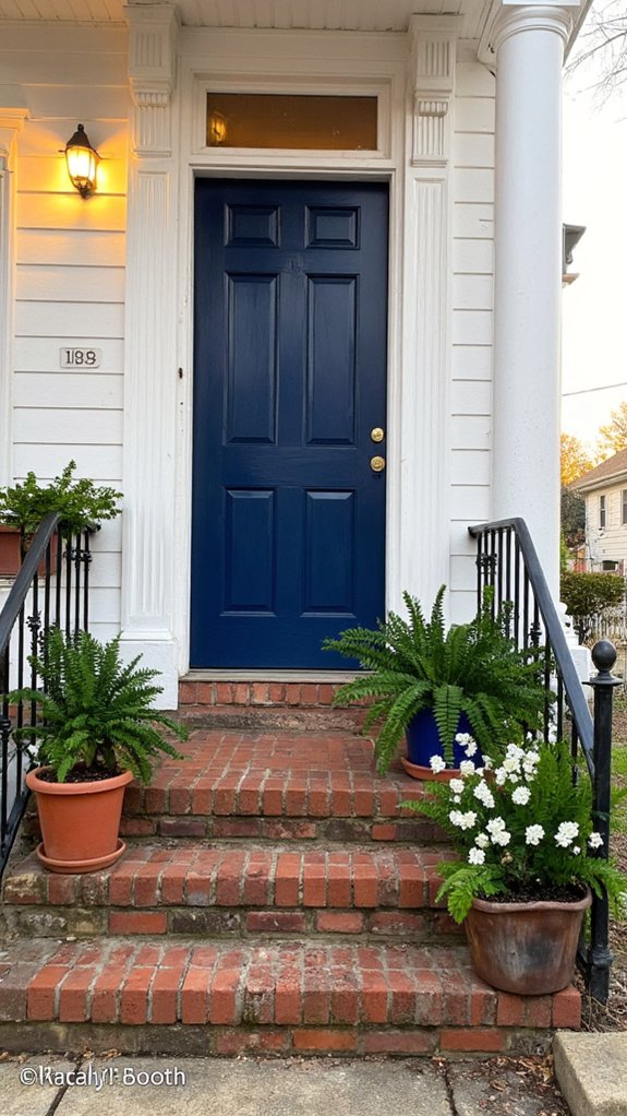 striking navy blue doors