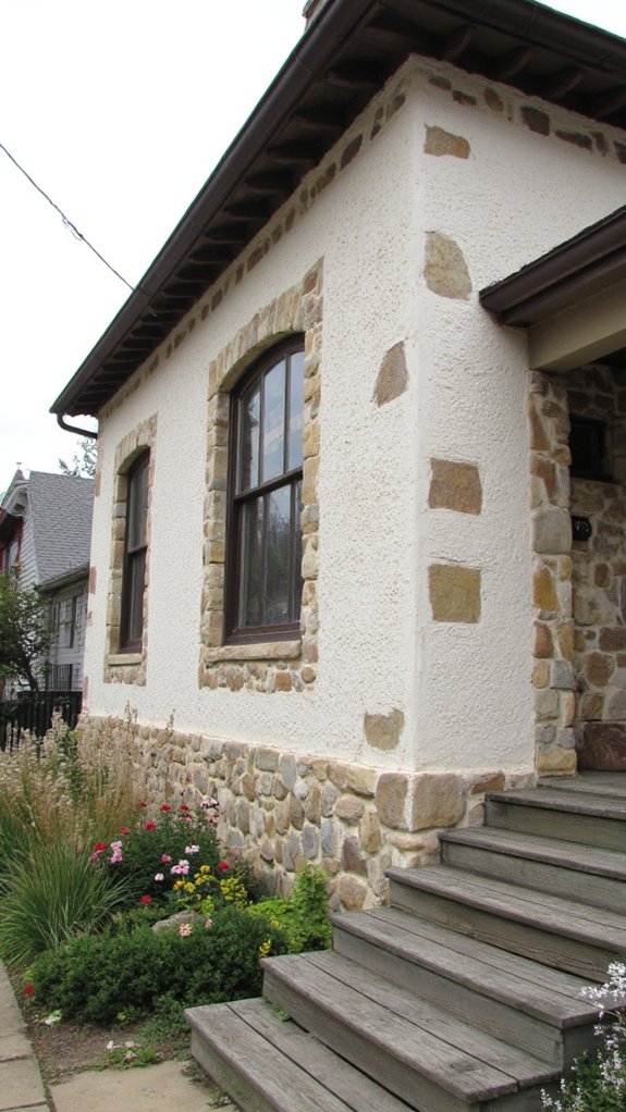 stucco and stone combination