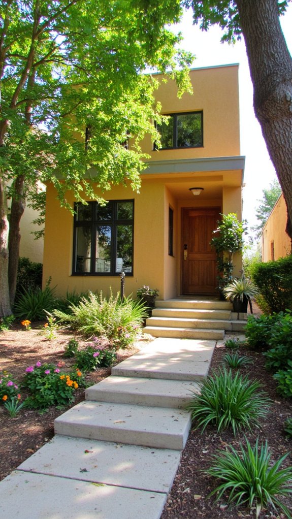 stucco complemented by greenery