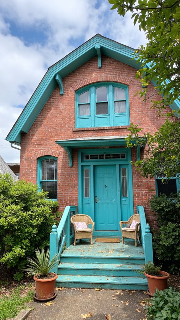 teal coastal brick renovation