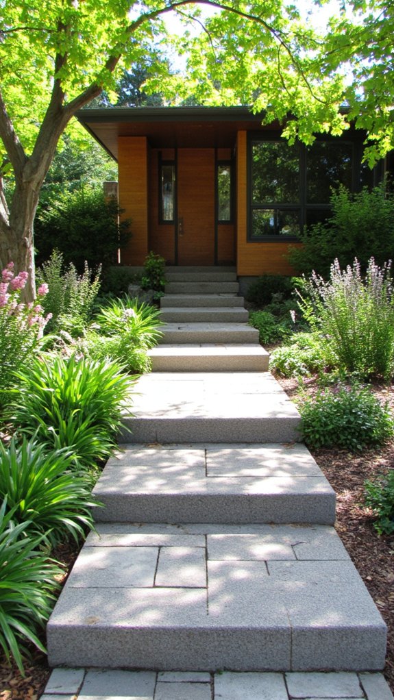 textured paver steps landscaping
