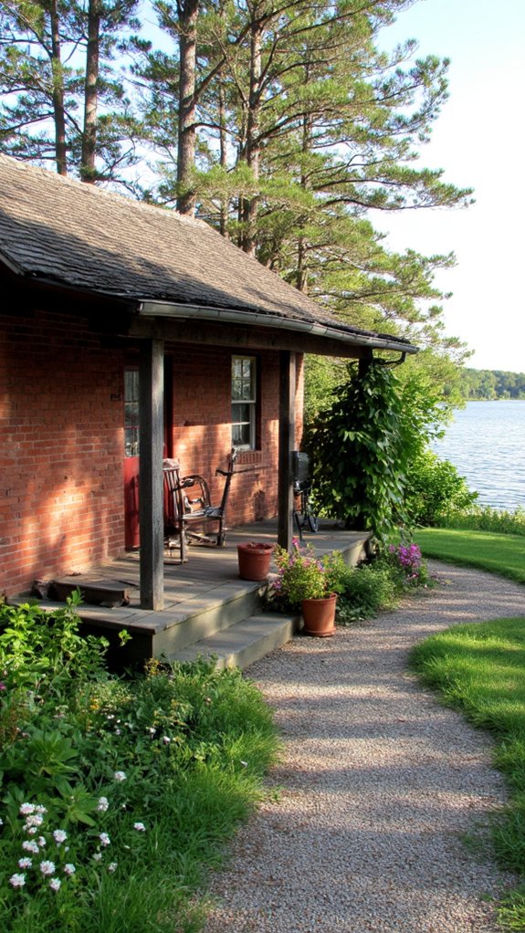 tranquil lakeside brick retreat