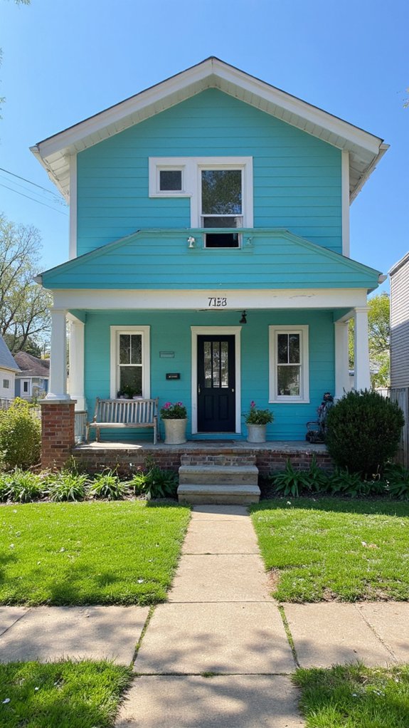 vibrant aqua with white