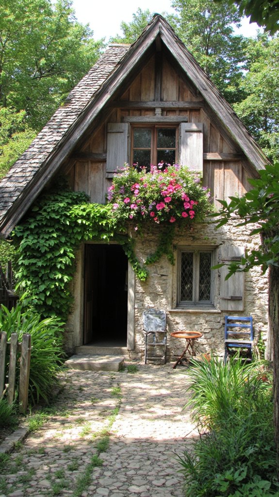 vibrant blooms adorn cottage