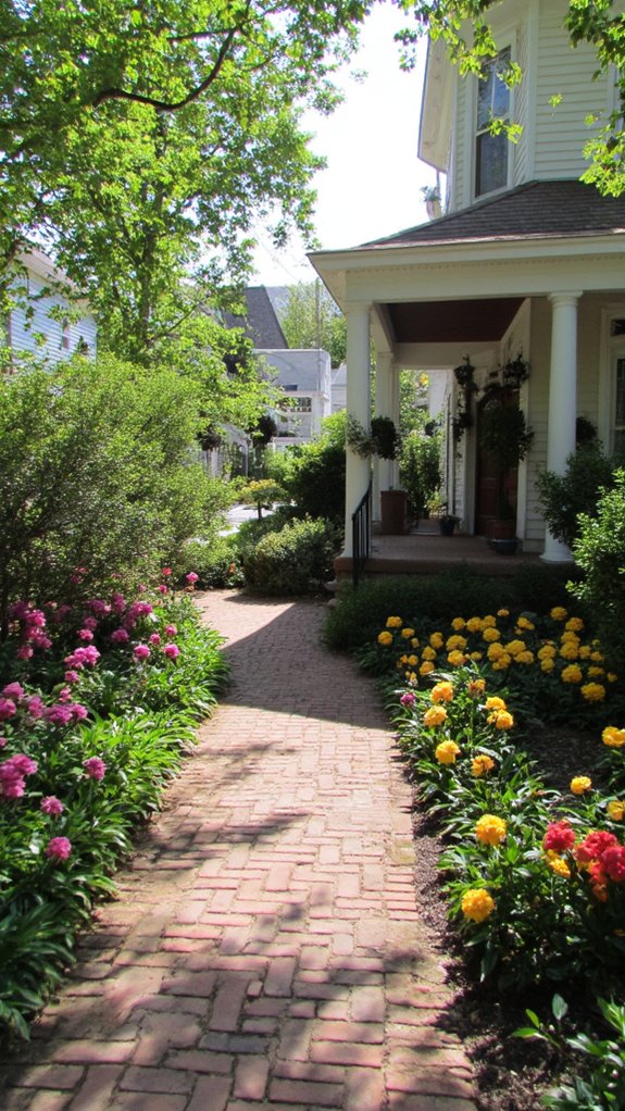 vibrant blooms enhance entrance