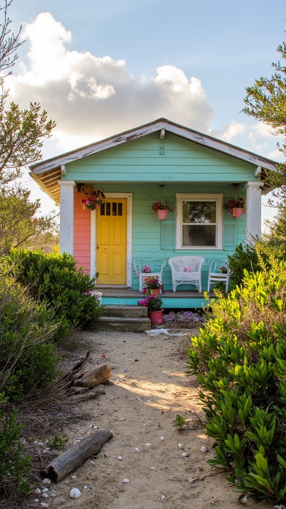 vibrant bungalows by ocean