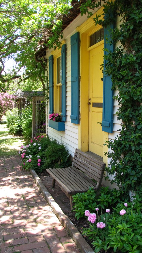 vibrant colored cottage shutters