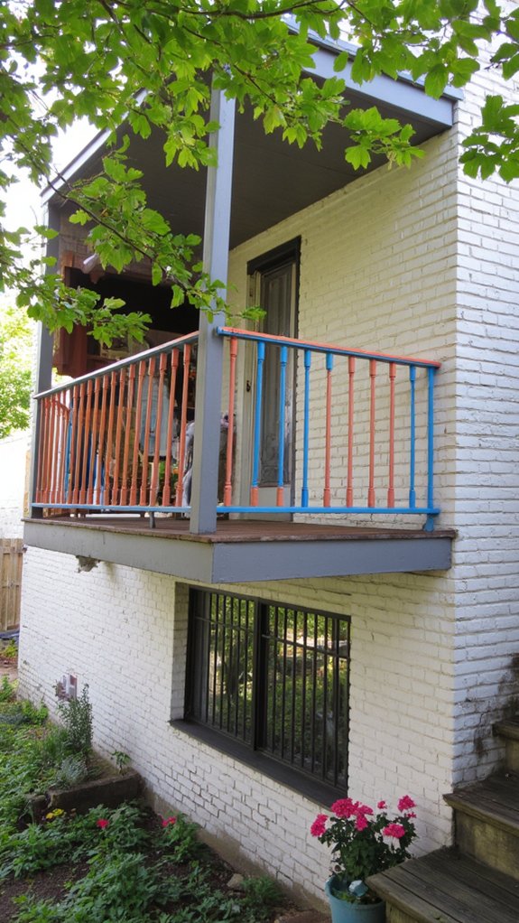 vibrant colorful balcony railings