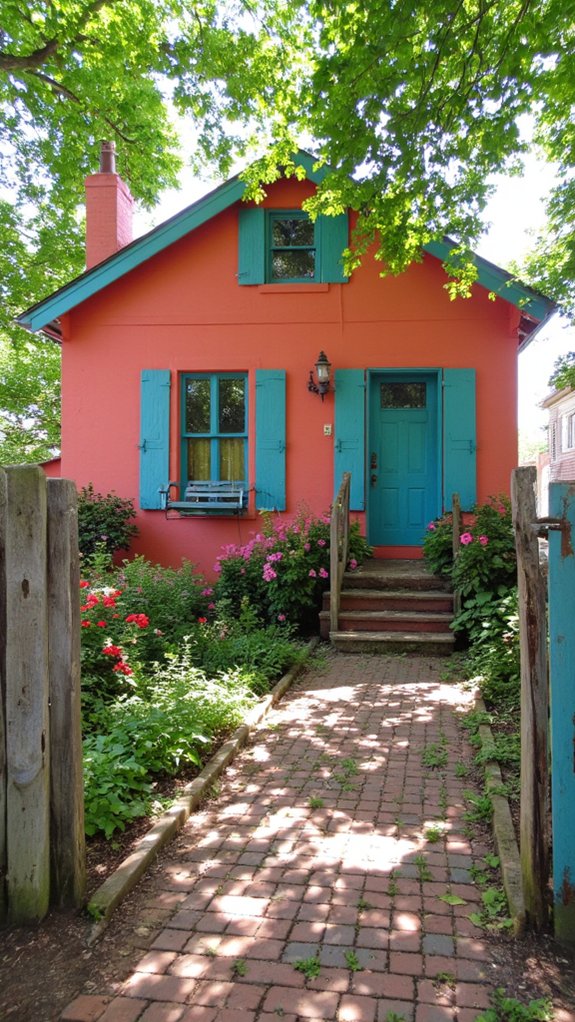 vibrant coral and teal