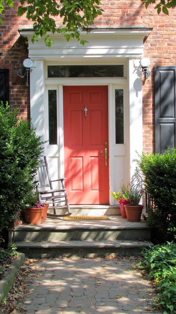 vibrant coral front door