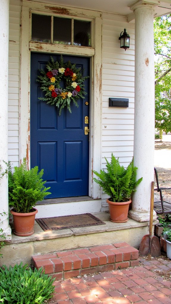 vibrant door with wreath