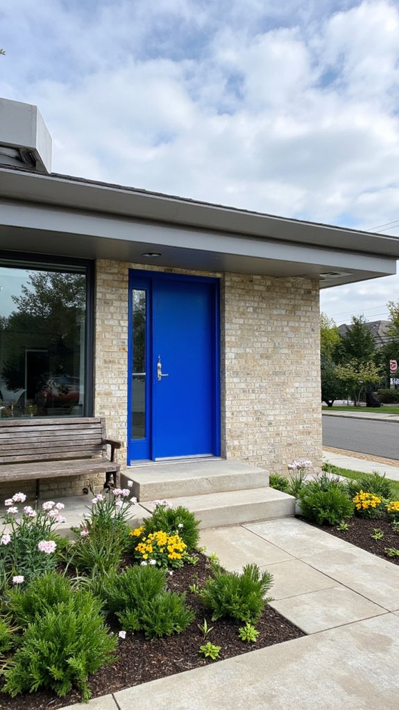 vibrant electric blue entrance