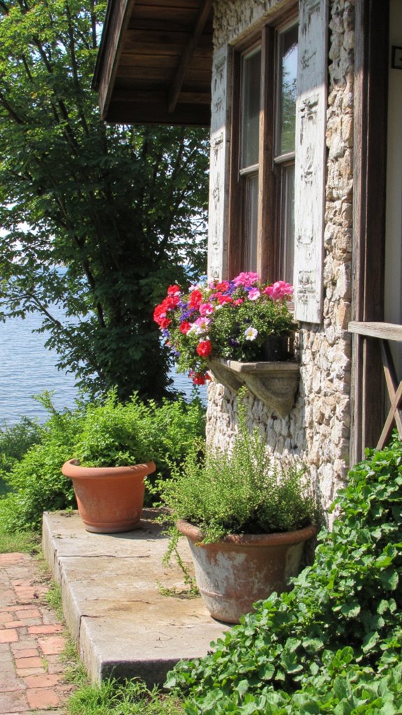 vibrant flowers and herbs