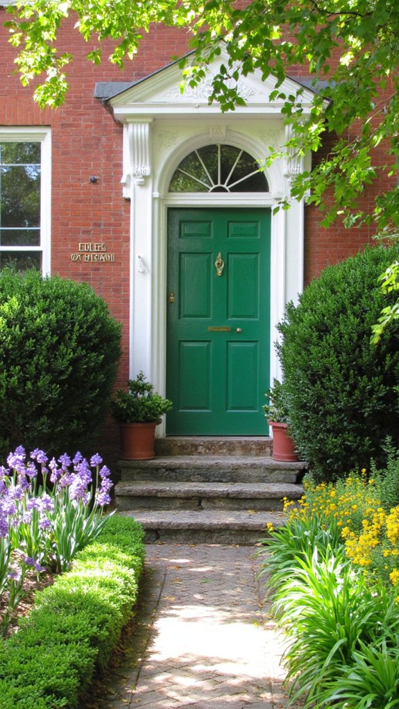 vibrant green door landscaping