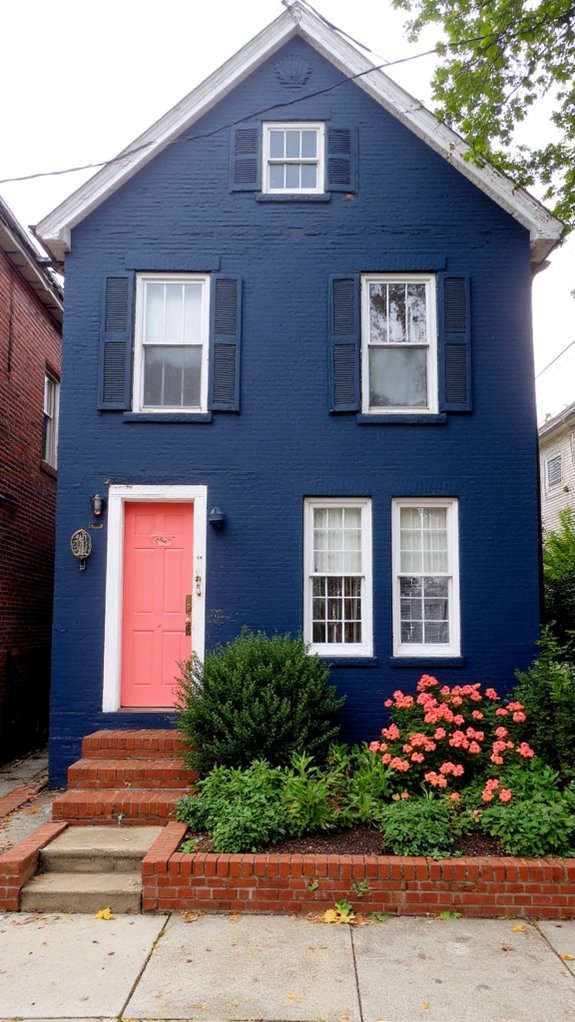 vibrant navy and coral