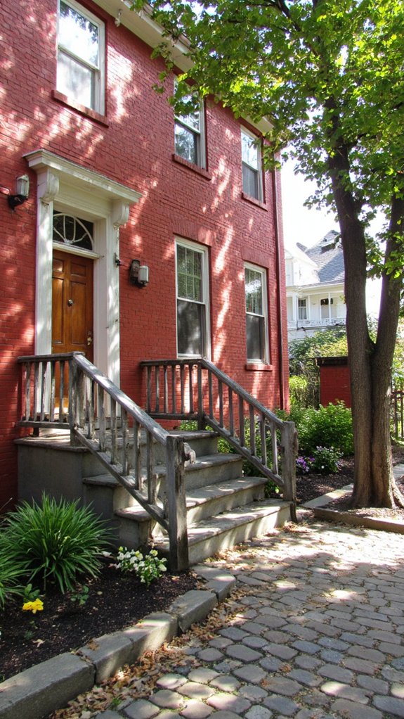 vibrant painted red brick