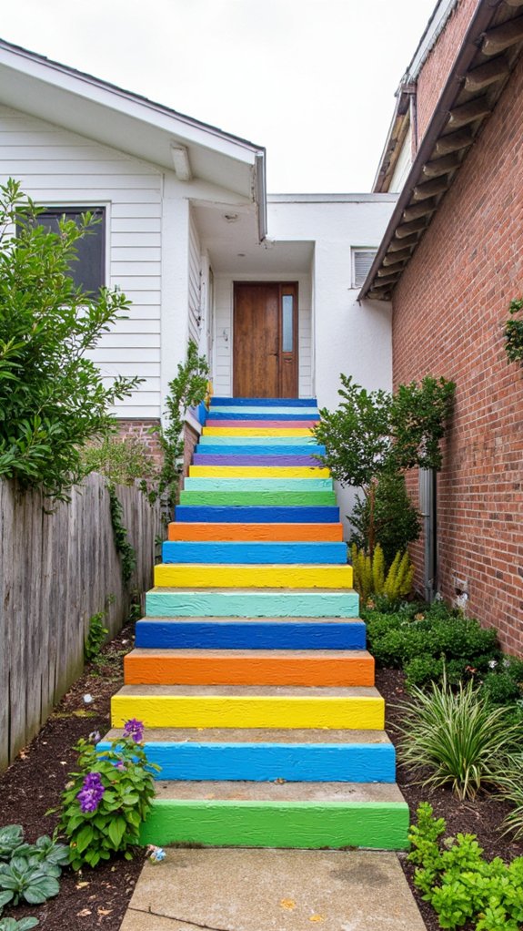 vibrant painted stair design