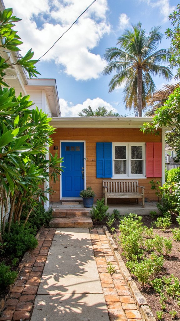 vibrant shutters enhance architecture