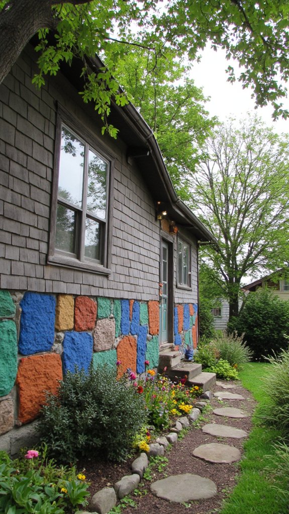 vibrant stone facade accents