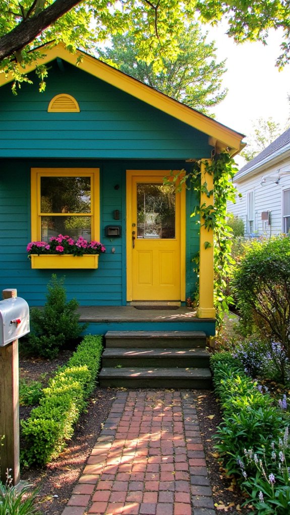 vibrant teal and yellow