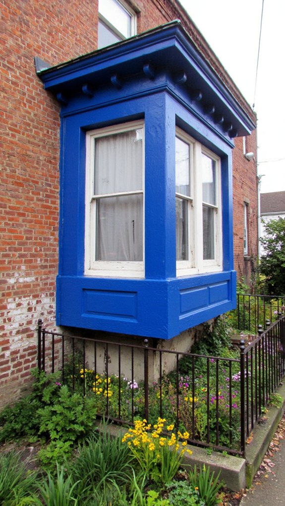 vibrant teal bay window