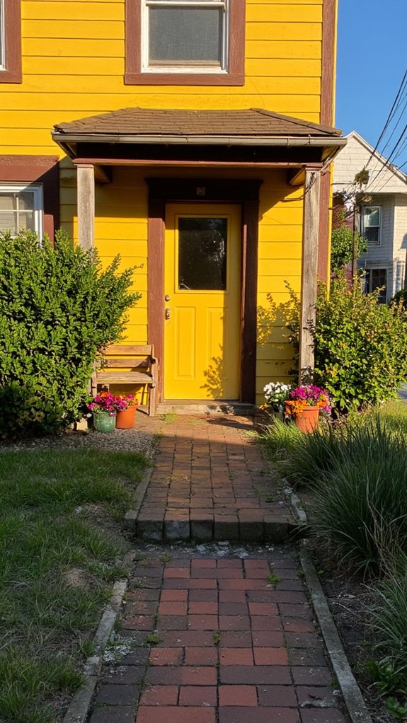 vibrant yellow grounding brown