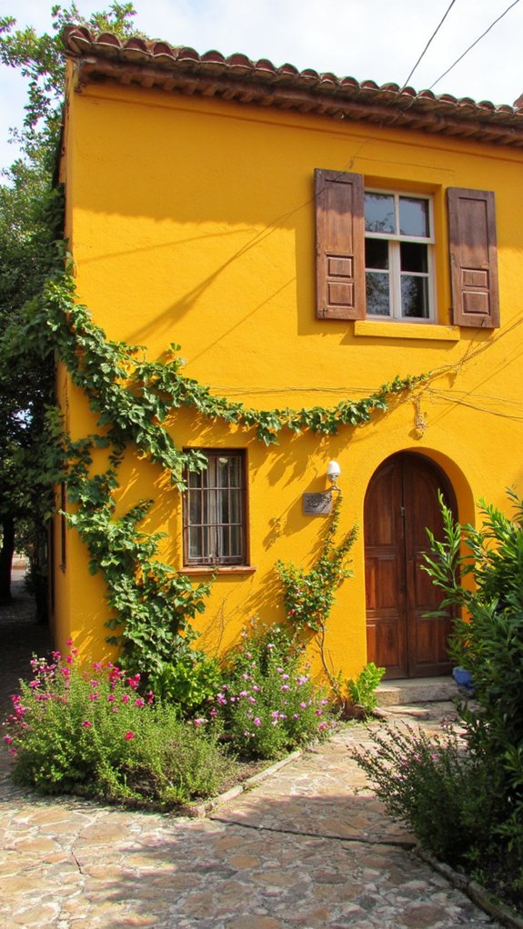 vibrant yellow stucco charm