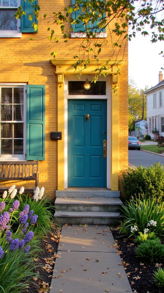 warm apricot teal contrast