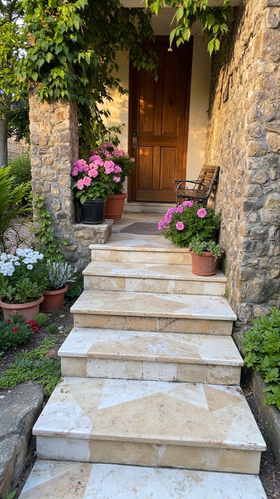 warm rustic marble entryway