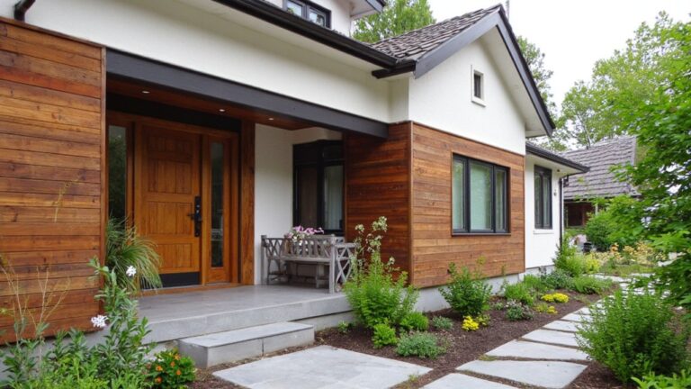 warm wood accents exterior