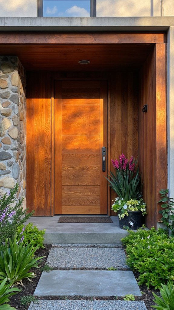 warm wooden door invitation