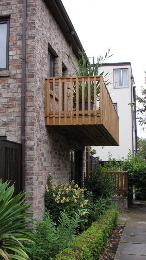 warm wooden slat railings