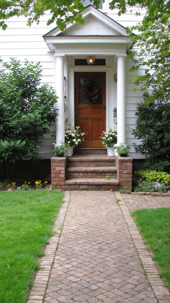welcoming entryway with pavers