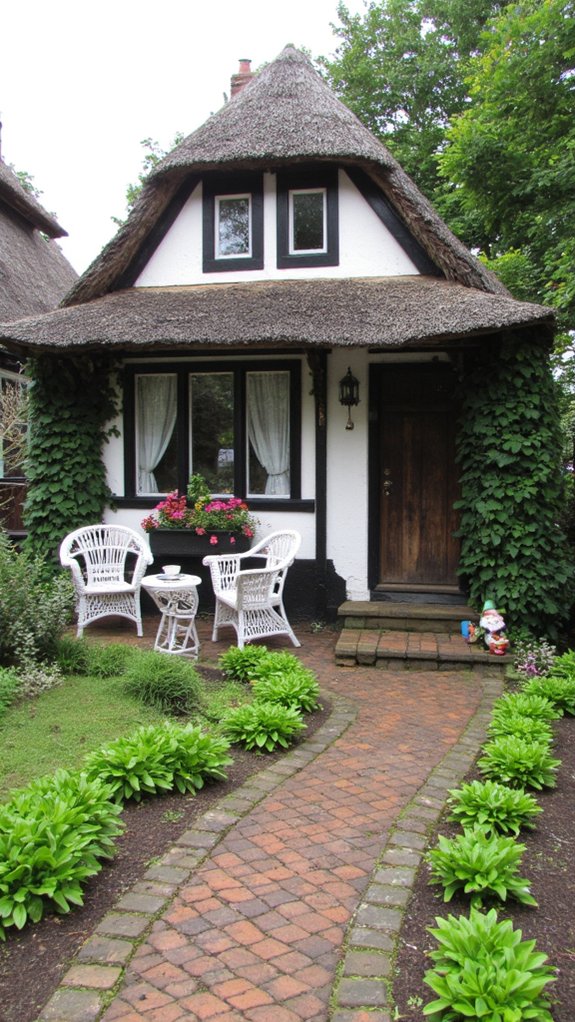 whimsical black trimmed cottage