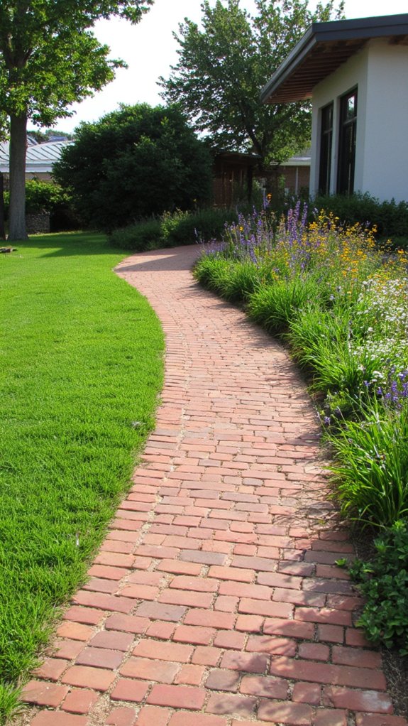 whimsical curved brick path