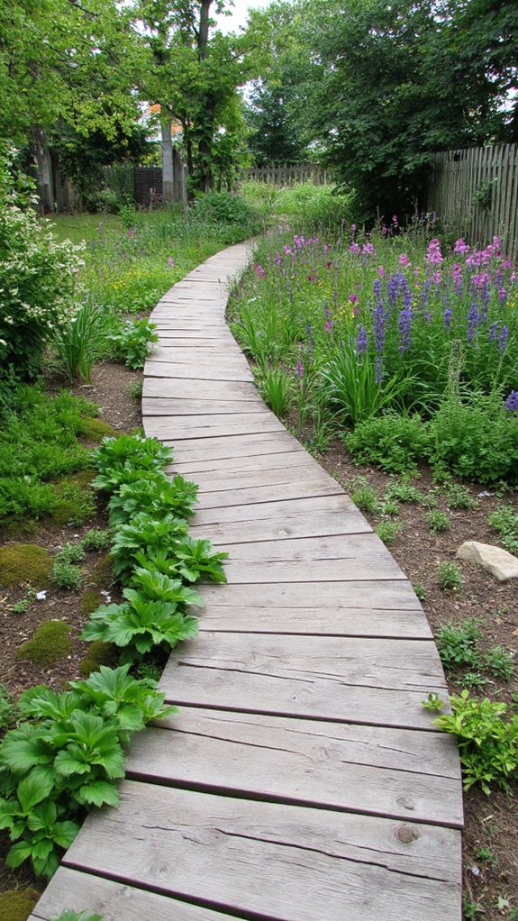 whimsical garden timber path