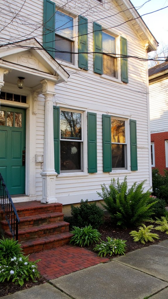 whitewashed colonial with shutters
