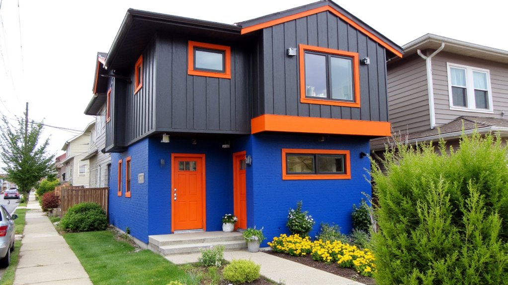 bold navy and yellow