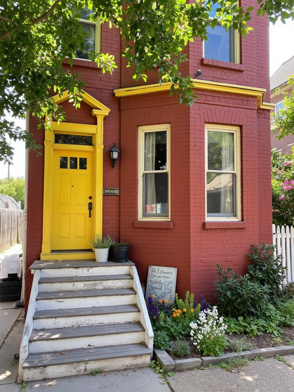 cheerful bright yellow home