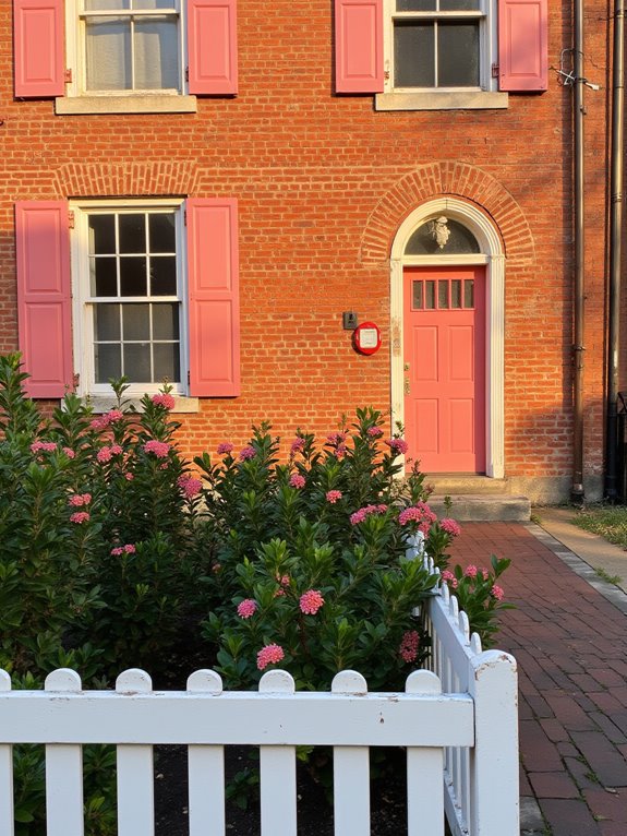 coral accents brighten brick