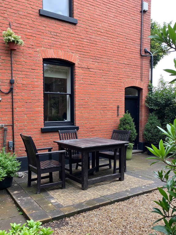 dark furniture enhances outdoor aesthetics