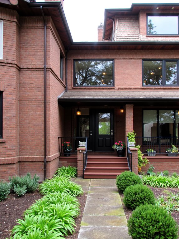 dark windows warm brick