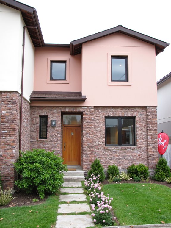 dusty rose softens brick